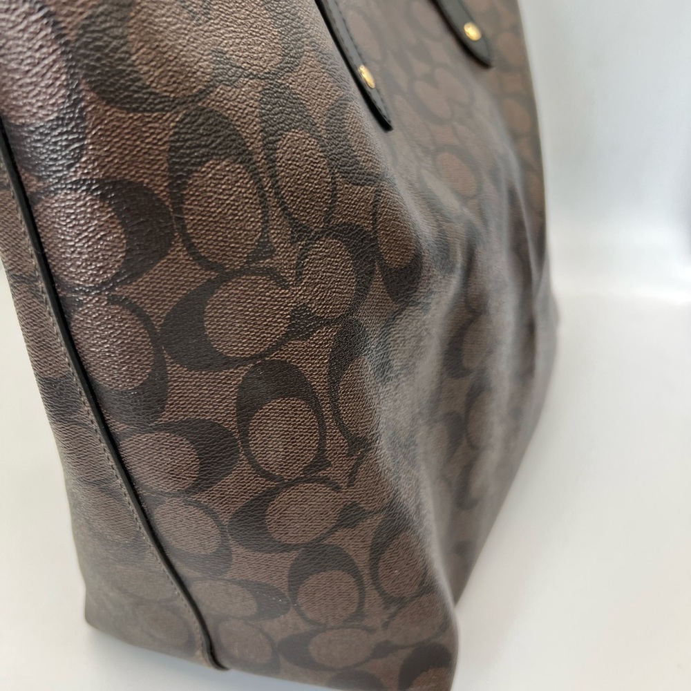 Coach Brown and Black Signature Canvas Tote - Picture 4 of 9